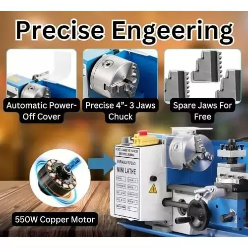 Buyohlic International CNC Mini Lathe Machine Bench Top Mount and Size 7x14 inch, NJ-4XF5-YJCS