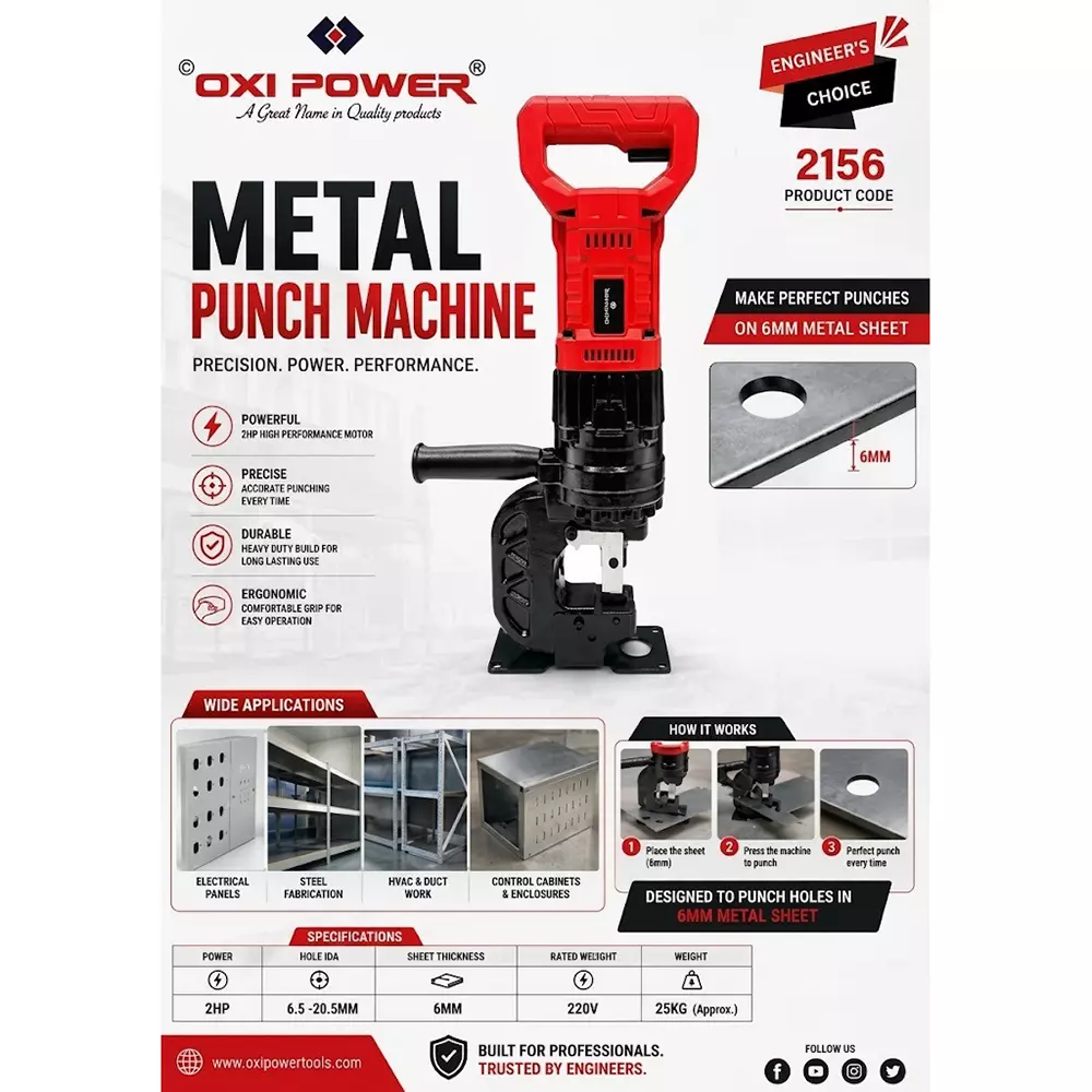 oxi-power-metal-punch-machine-single-phase-push-button-control-6-mm-punching-capacity-2-hp-power-for-industrial-use-oxp-06-20