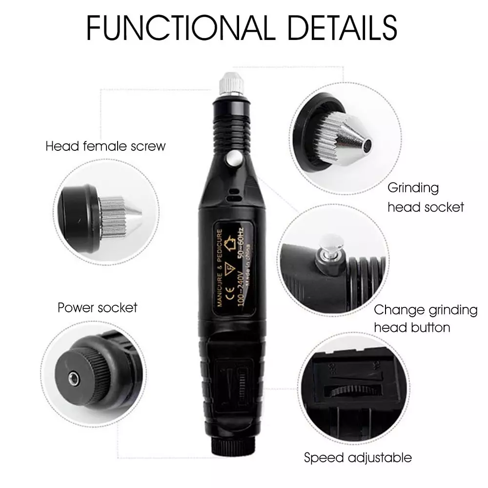 YADAV Electric Nail Drill Machine with Charger 20000 RPM Manicure & Pedicure Tool