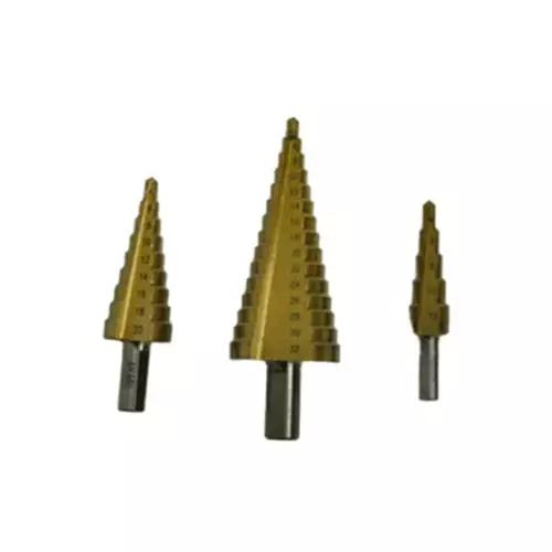 AKARI Step Drill Bit Set 4-12, 4-20 & 4-32 mm Size Range Golden, SD-3 (Set of 3)