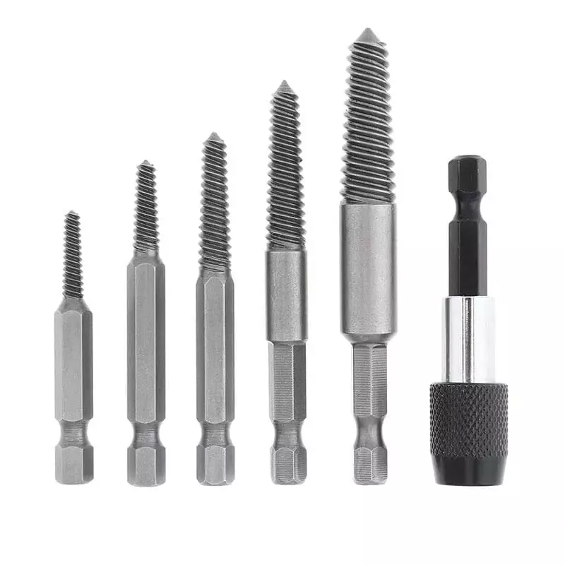 YADAV 5 Pcs Screw Extractor Set Easy Out Drill Bits Guide with Chuck for Removing Broken & Damaged Bolts
