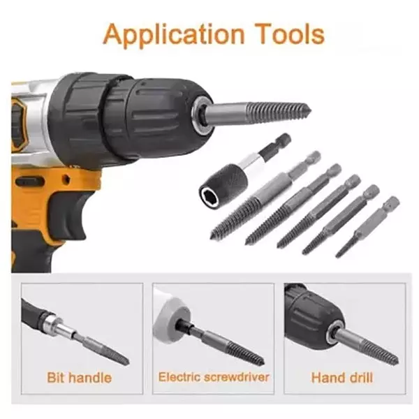 YADAV 5 Pcs Screw Extractor Set Easy Out Drill Bits Guide with Chuck for Removing Broken & Damaged Bolts