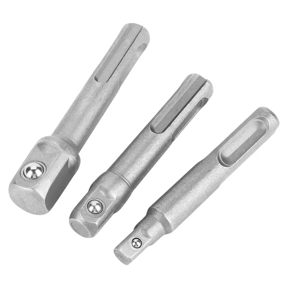 H9 Sds Plus Drill Socket Converter Adaptor Bit To Nut Runner 1/4, 3/8, 1/2 inch Oil Rubbed Finish Chrome Vanadium Steel (Pack of 3)