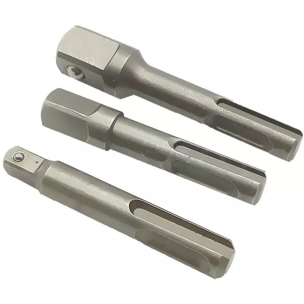 H9 Sds Plus Drill Socket Converter Adaptor Bit To Nut Runner 1/4, 3/8, 1/2 inch Oil Rubbed Finish Chrome Vanadium Steel (Pack of 3)