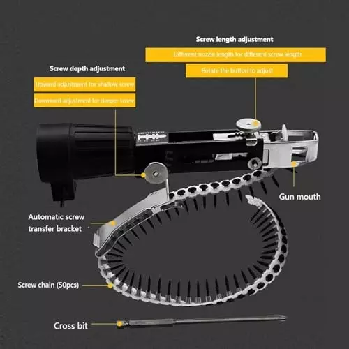 DY TOOLS Automatic Chain Drywall Screw Gun Attachment Aluminium & Rubber for Electric Drill