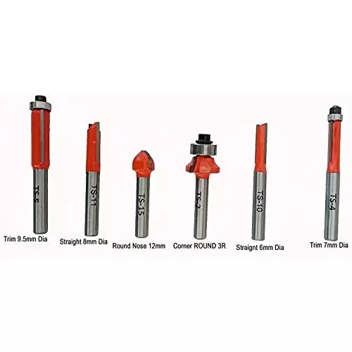 YADAV Carbide Tipped Cove Core Box Router Bits Set Round Nose Double Edging for Woodworking (Set of 6)