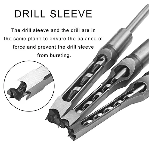 YADAV 4 Pcs Mortising Chisel Drill Bit Set Square Hole Woodworking Saw Cutter Tools