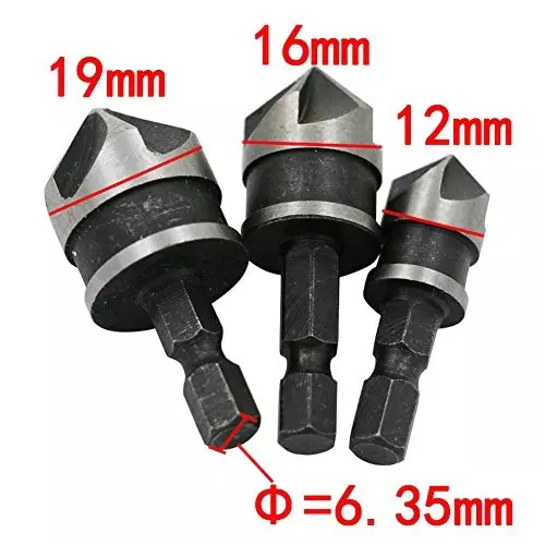 YADAV Counter Sink Drill Bits Set Chamfer Cutter (Set of 3)
