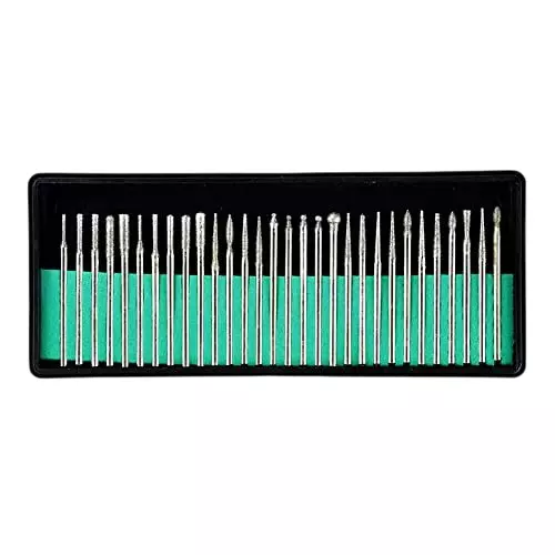 YADAV 30 Pcs Diamond Burr Drill Bits Set Rotary Tool Accessories for Carving Wood, Glass, Plastic & Stone