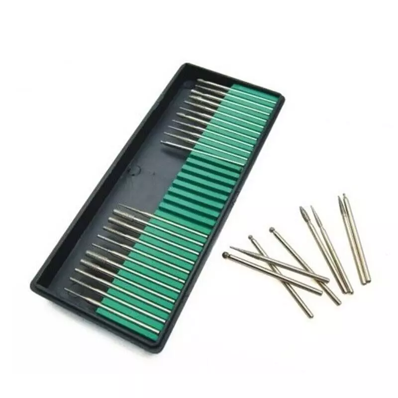 YADAV 30 Pcs Diamond Burr Drill Bits Set Rotary Tool Accessories for Carving Wood, Glass, Plastic & Stone