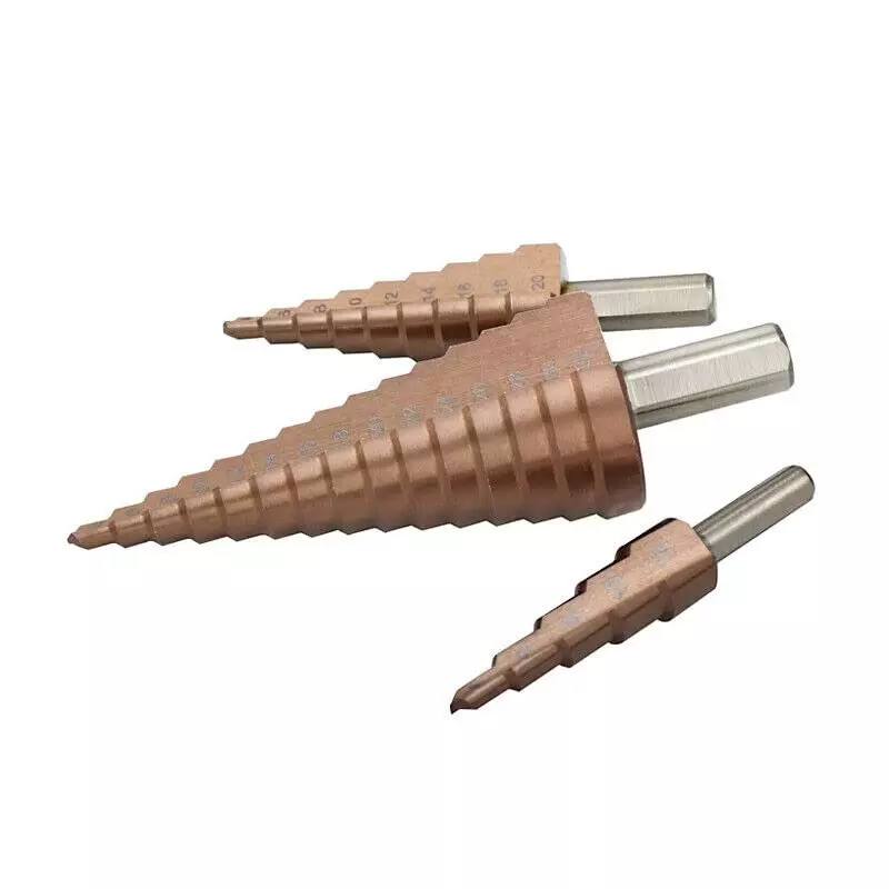 YADAV 3 Pcs Hex Shank HSS Step Drill Bits Straight Slot Pagoda 4-12/4-20/4-32 mm Size