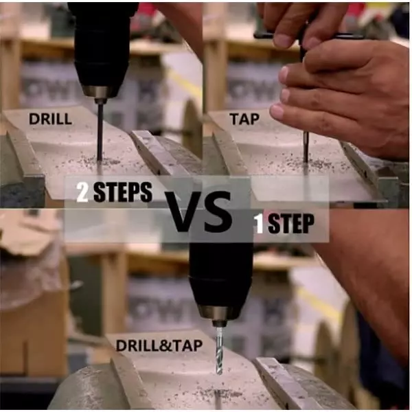 DY TOOLS 2-in-1 Combination Drill and Tap Bit Set 1/8-3/8 inch Size Range Aluminium Finish (Set of 6 Pcs)