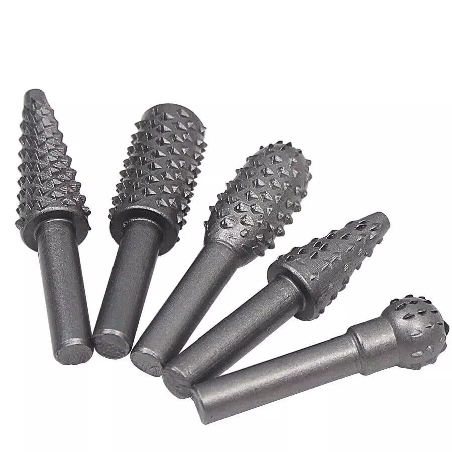 YADAV Rotary Burr Rasp Set Wood Carving Drill Bits with 6.35 mm (1/4 inch) Shank (Set of 5)