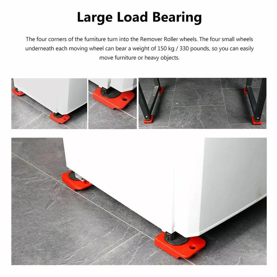 DY TOOLS New Heavy Furniture Moving System Lifter Kit with 4 Pcs Slider Pad Roller Move Tool 150 Kg Max Load-Bearing Capacity