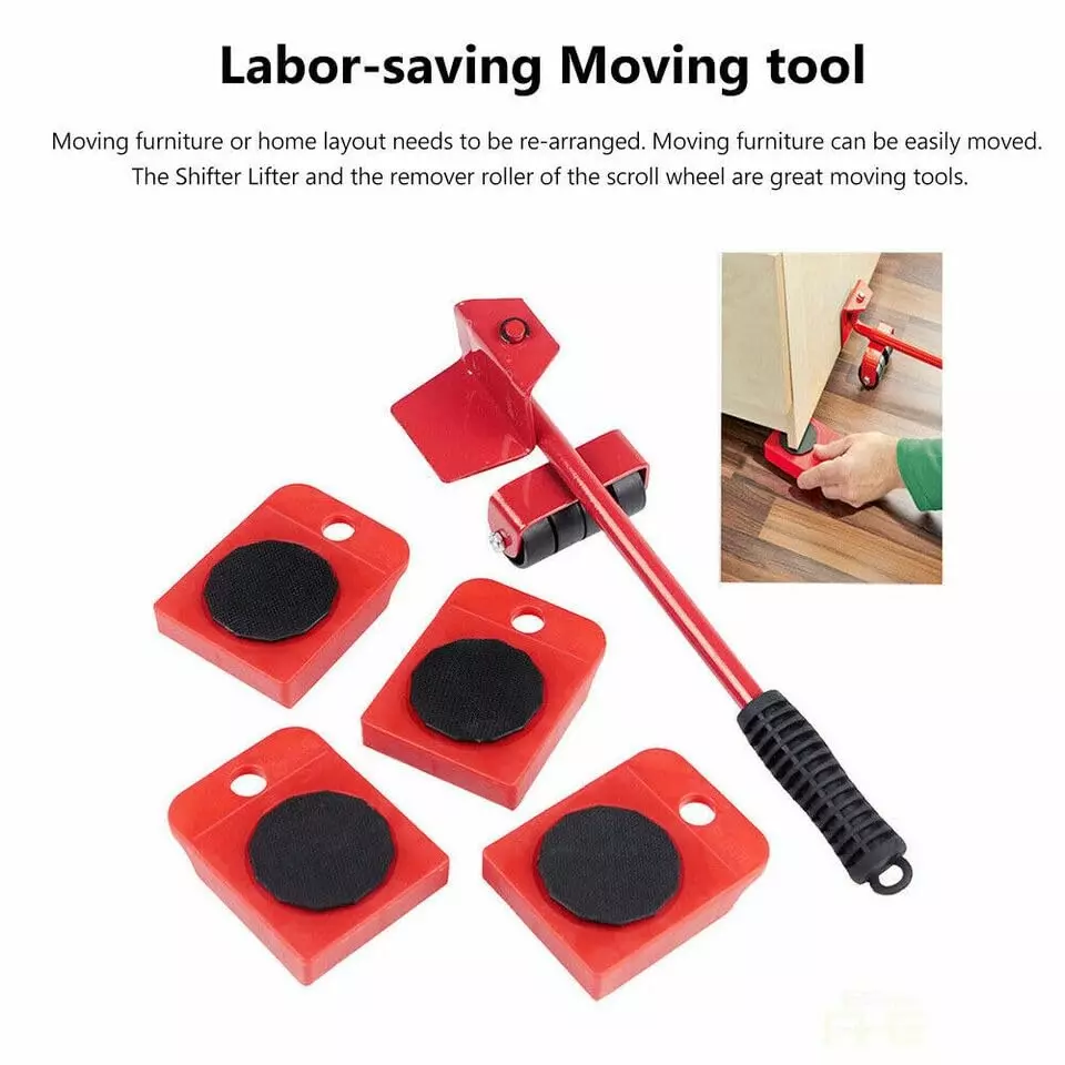 DY TOOLS New Heavy Furniture Moving System Lifter Kit with 4 Pcs Slider Pad Roller Move Tool 150 Kg Max Load-Bearing Capacity