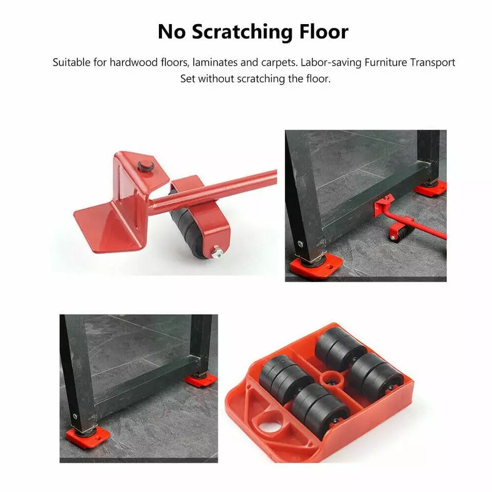 DY TOOLS New Heavy Furniture Moving System Lifter Kit with 4 Pcs Slider Pad Roller Move Tool 150 Kg Max Load-Bearing Capacity