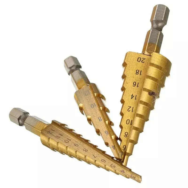 YADAV Titanium Step Cone Drill Bit Set Golden HSS (Set of 3)