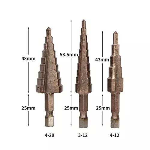 YADAV Titanium Step Cone Drill Bit Set Golden HSS (Set of 3)