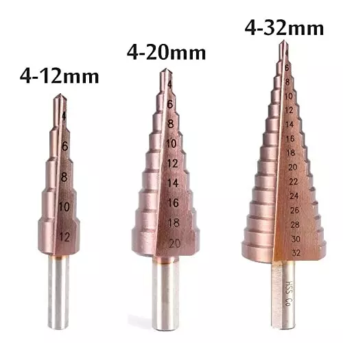YADAV Titanium Step Cone Drill Bit Set Golden HSS (Set of 3)