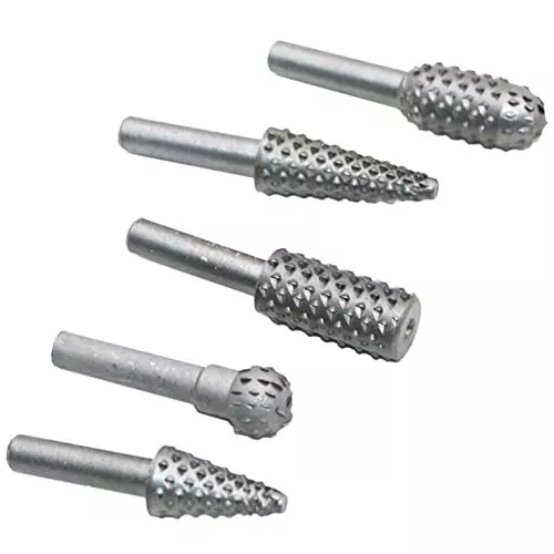 YADAV 5 Pcs Rotary Burr Drill Bits Set Wood Carving Files 1/4 inch (6 mm) Shank