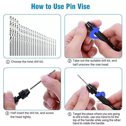 YADAV 26 Pcs Micro Drill Bit Set Hand Twist Pin Vise for Precision Hobby Drilling