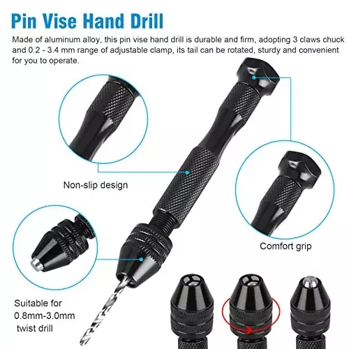 YADAV 26 Pcs Micro Drill Bit Set Hand Twist Pin Vise for Precision Hobby Drilling