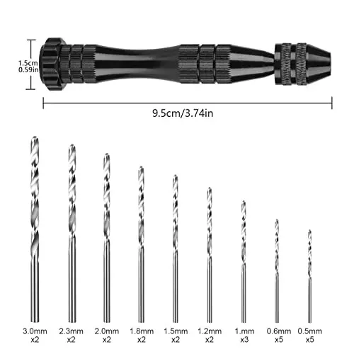 YADAV 26 Pcs Micro Drill Bit Set Hand Twist Pin Vise for Precision Hobby Drilling