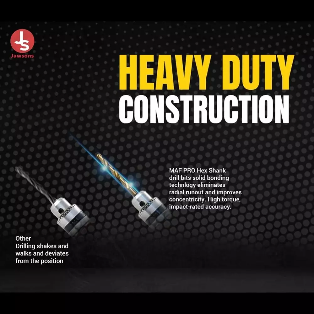 Jawsons HSS Drill Bit Set 1-10 mm Size Range 2-Flute Design with 135° Split Point Tip for Precision Drilling (Set of 19 Pcs)