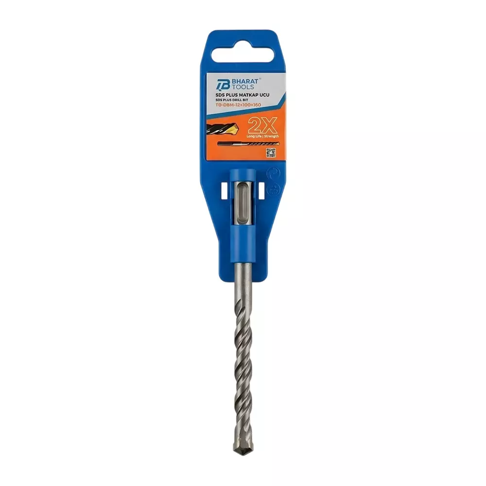 Bharat Tools SDS Plus Drill Bit 12 mm Diameter 160 mm Total Length Tungsten Carbide Minus Tip Spiral Flute