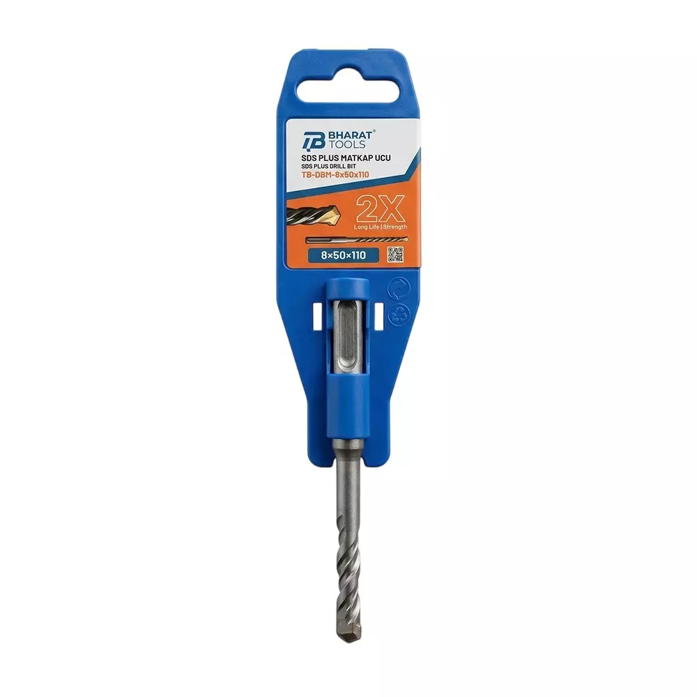 Bharat Tools SDS Plus Drill Bit 8 mm Diameter 110 mm Total Length Tungsten Carbide Minus Tip Spiral Flute