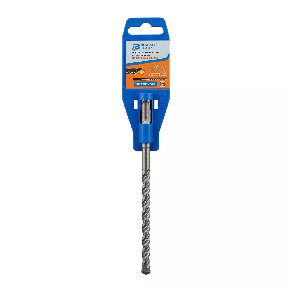 Bharat Tools SDS Plus Drill Bit 10 mm Diameter 260 mm Total Length Tungsten Carbide Minus Tip Spiral Flute