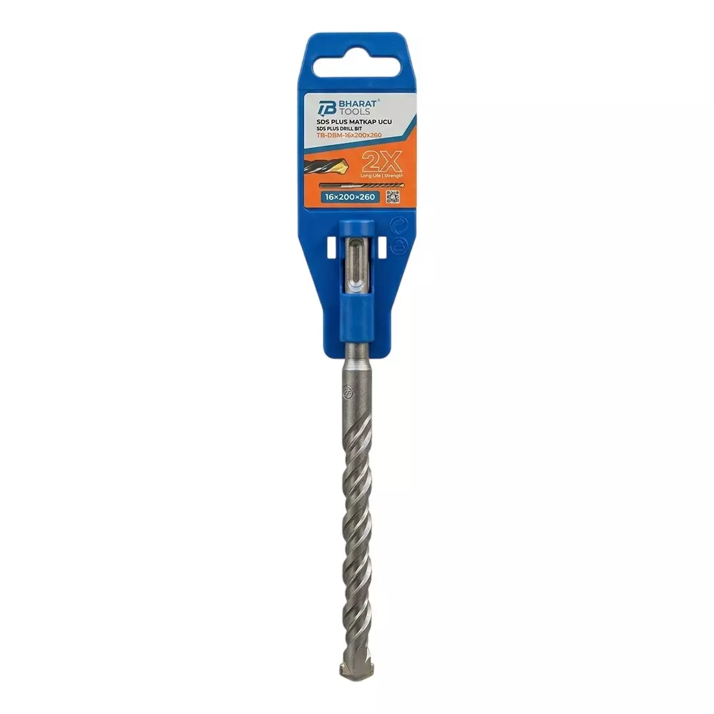 Bharat Tools SDS Plus Drill Bit 16 mm Diameter 260 mm Total Length Tungsten Carbide Minus Tip Spiral Flute