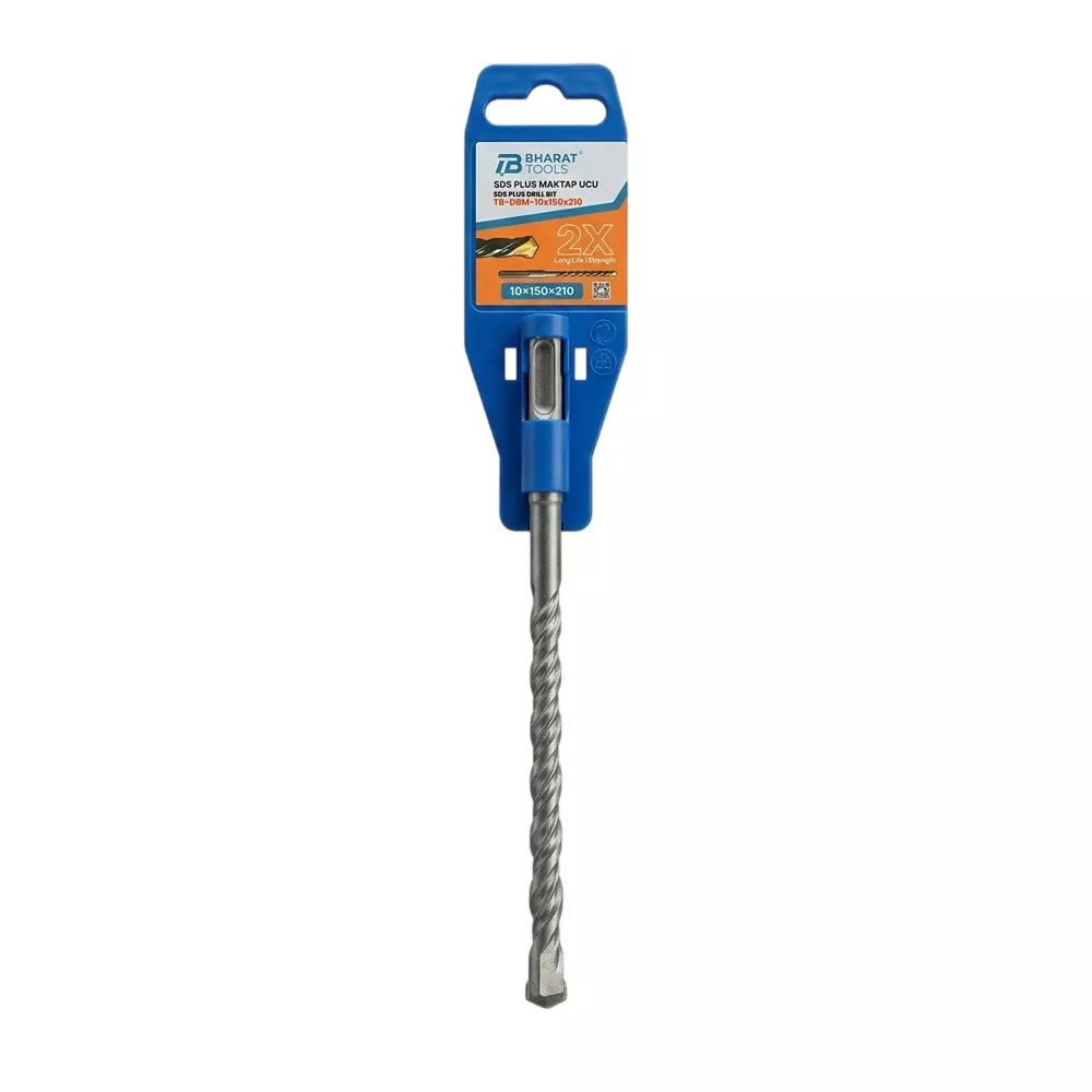 Bharat Tools SDS Plus Drill Bit 10 mm Diameter 210 mm Total Length Tungsten Carbide Minus Tip Spiral Flute