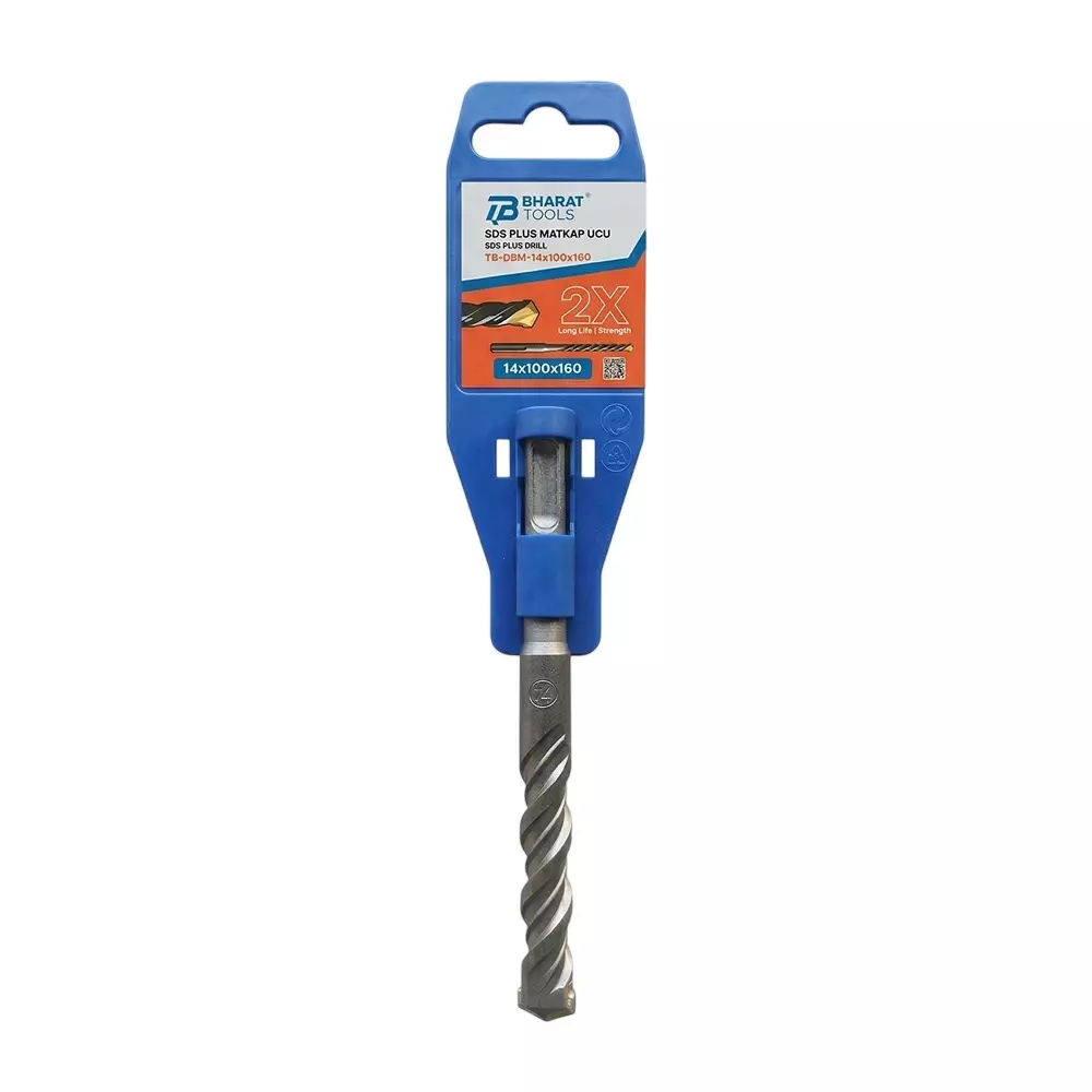 Bharat Tools SDS Plus Drill Bit 14 mm Diameter 160 mm Total Length Tungsten Carbide Minus Tip Spiral Flute