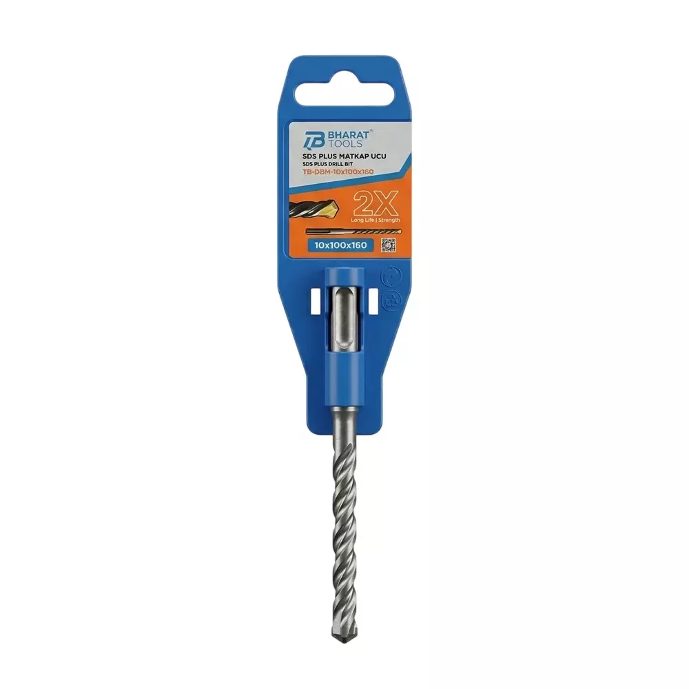 Bharat Tools SDS Plus Drill Bit 10 mm Diameter 160 mm Total Length Tungsten Carbide Minus Tip Spiral Flute