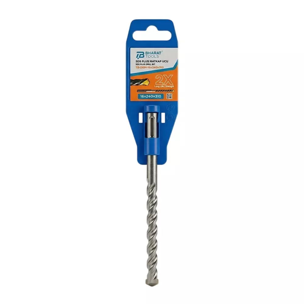 Bharat Tools SDS Plus Drill Bit 16 mm Diameter 310 mm Total Length Tungsten Carbide Minus Tip Spiral Flute