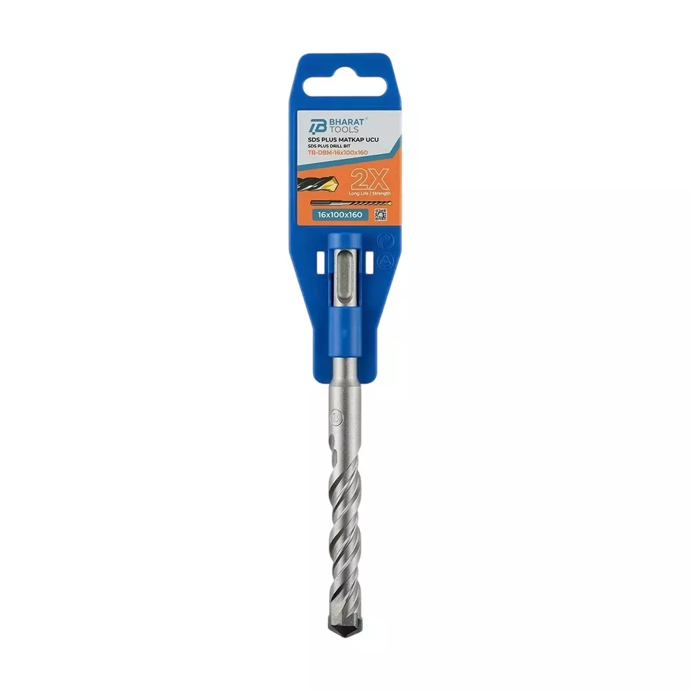 Bharat Tools SDS Plus Drill Bit 16 mm Diameter 160 mm Total Length Tungsten Carbide Minus Tip Spiral Flute