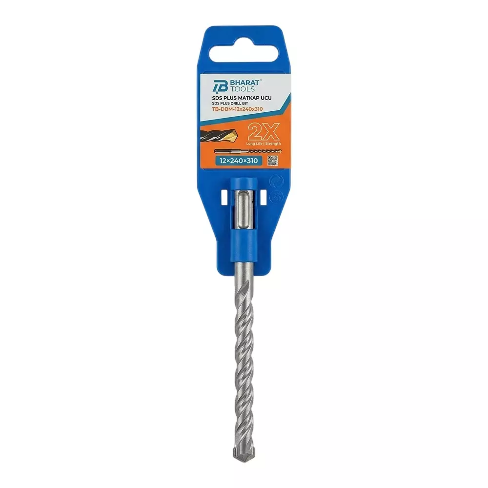 Bharat Tools SDS Plus Drill Bit 12 mm Diameter 310 mm Total Length Tungsten Carbide Minus Tip Spiral Flute