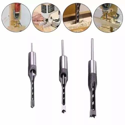 DY TOOLS Mortising Chisel Hole Drill Bit 10 mm Cutting Dia Spiral Flute Anti Rust High Hardness Straight Shank (Pack of 3)