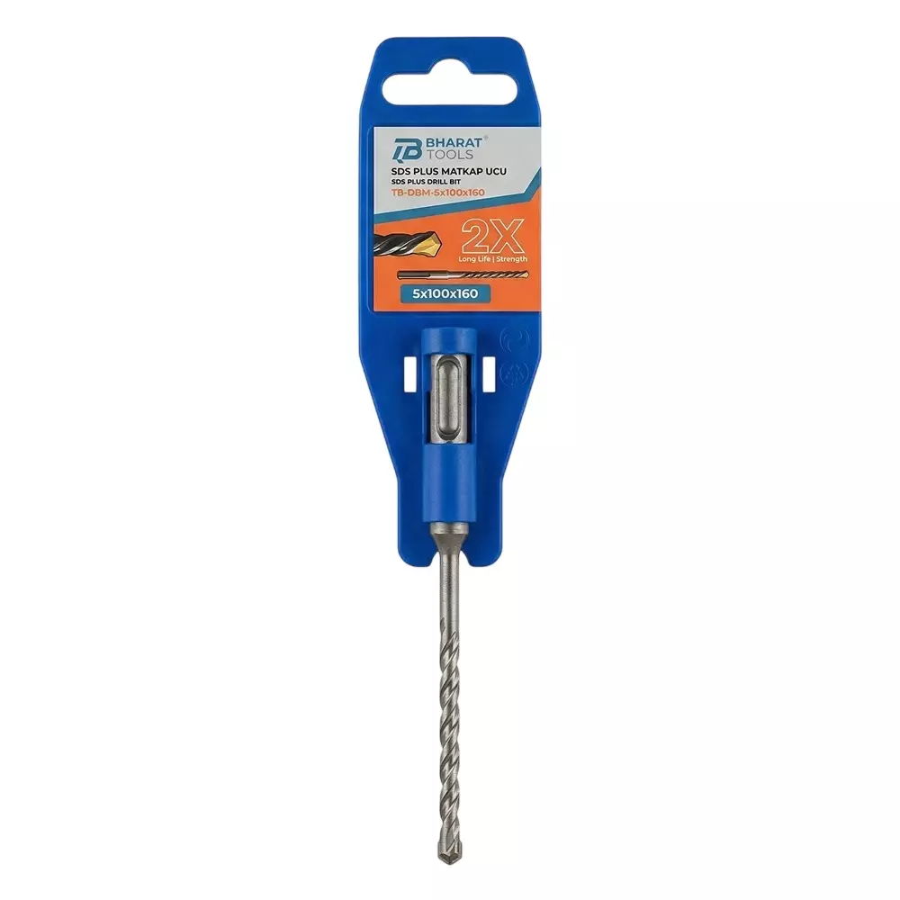 Bharat Tools SDS Plus Drill Bit 5 mm Diameter 160 mm Total Length Tungsten Carbide Minus Tip Spiral Flute