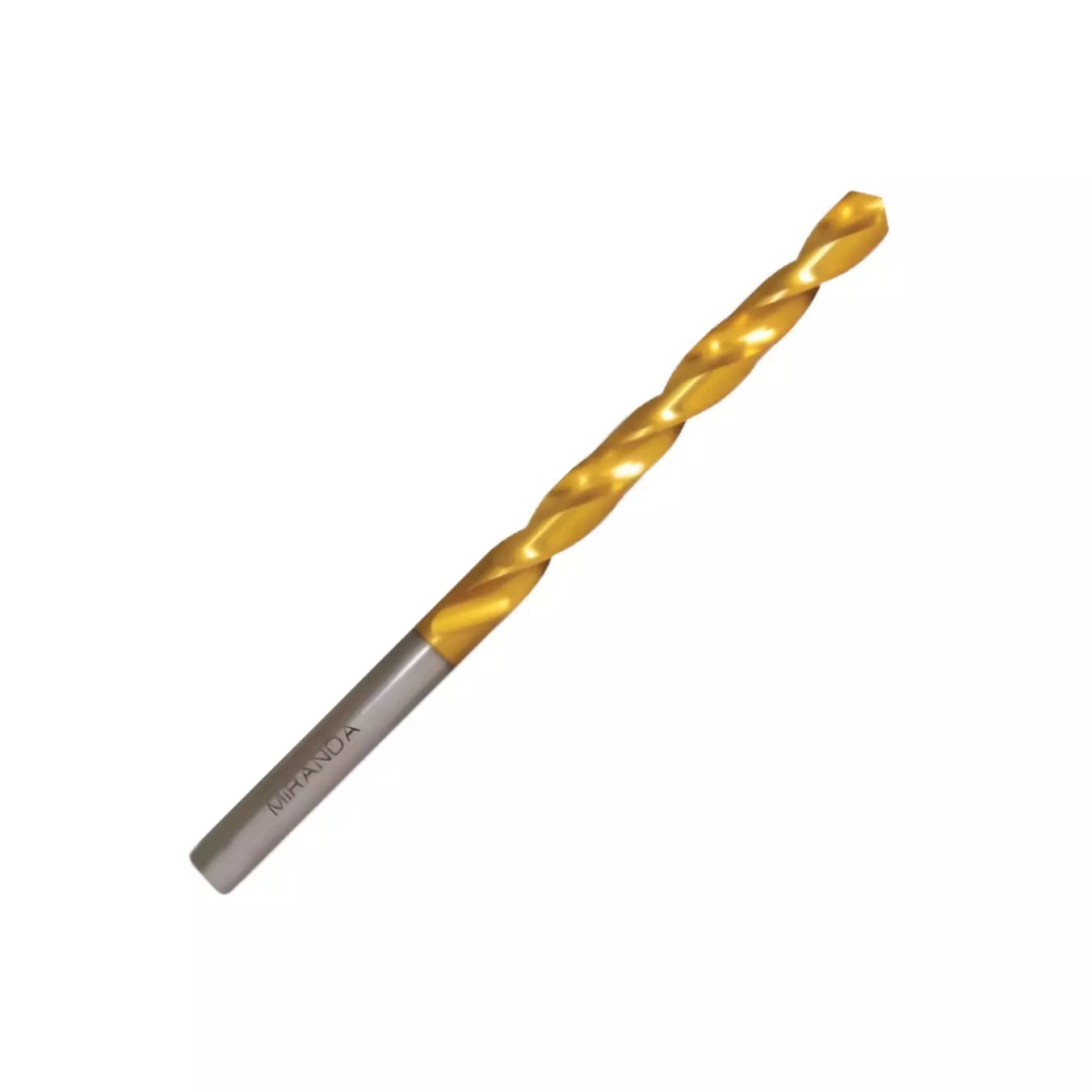 MIRANDA TOOLS HSS Drill Tin Coated Parallel Shank Jobber Series Type N 118° (IS 5101 / DIN 338), Size WG08 (Pack of 10)