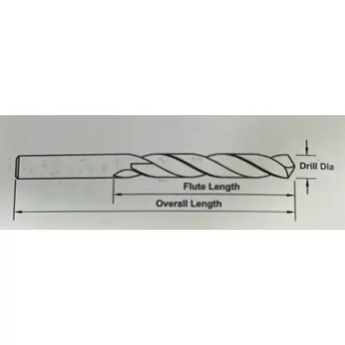 V3 Long Series Drill High Speed Steel Parallel Shank 10.5 mm Dia 121 mm Flute Length