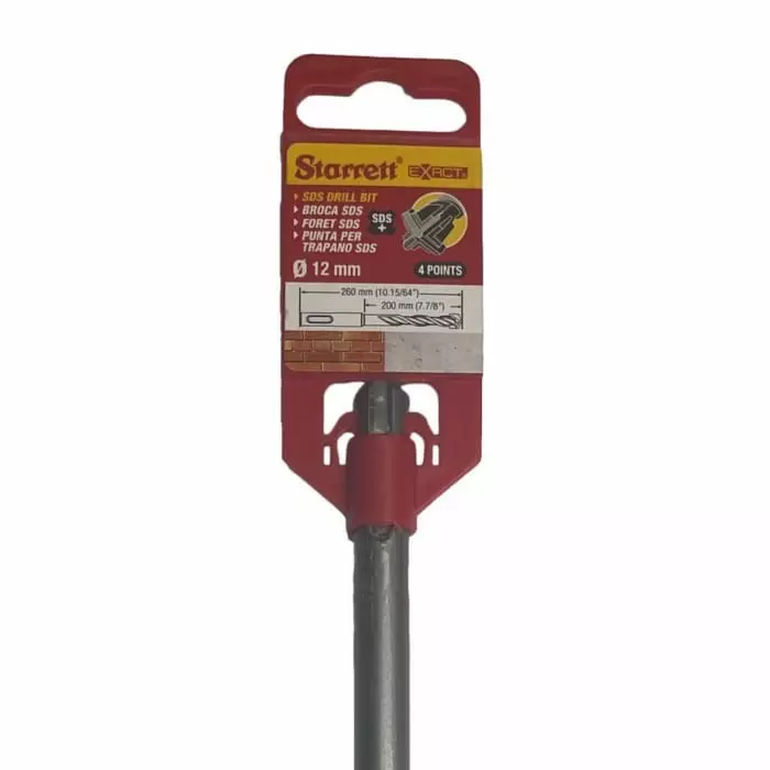 Starrett SDS Drill Set Series Carbide Tipped SDS Plus Drill Bit 12 mm Diameter 260 mm Overall, KBPX12D