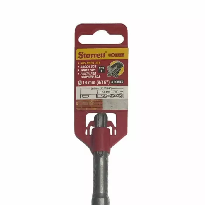 Starrett SDS Drill Set Series Carbide Tipped SDS Plus Drill Bit 14 mm Diameter 260 mm Overall, KBPX14D