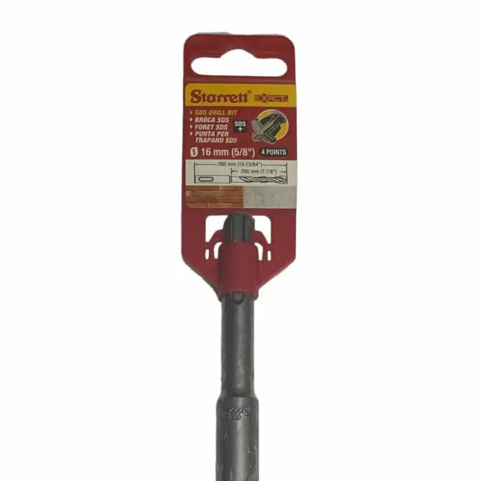 Starrett SDS Drill Set Series Carbide Tipped SDS Plus Drill Bit 16 mm Diameter 260 mm Overall, KBPX16D
