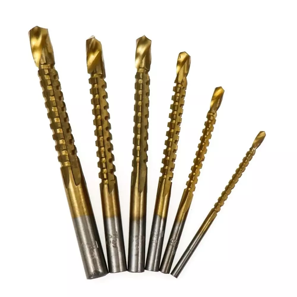 Jawsons High-Speed Flat Routing Drill Set Durable High Speed Steel 3-8 mm with Titanium Plating