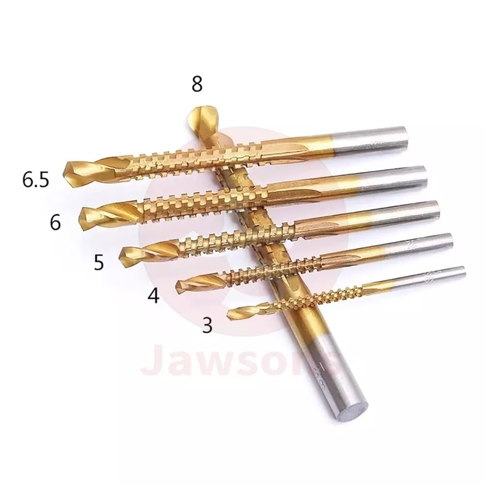 Jawsons High-Speed Flat Routing Drill Set Durable High Speed Steel 3-8 mm with Titanium Plating