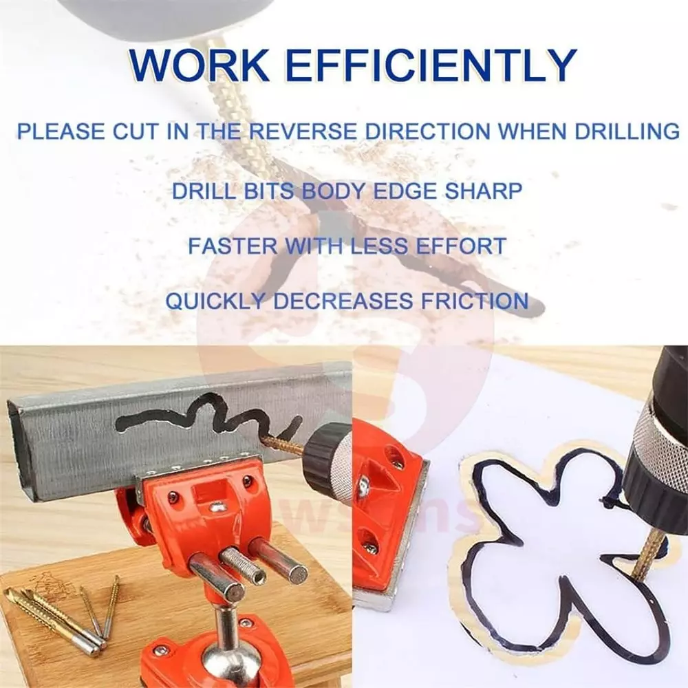 Jawsons High-Speed Flat Routing Drill Set Durable High Speed Steel 3-8 mm with Titanium Plating