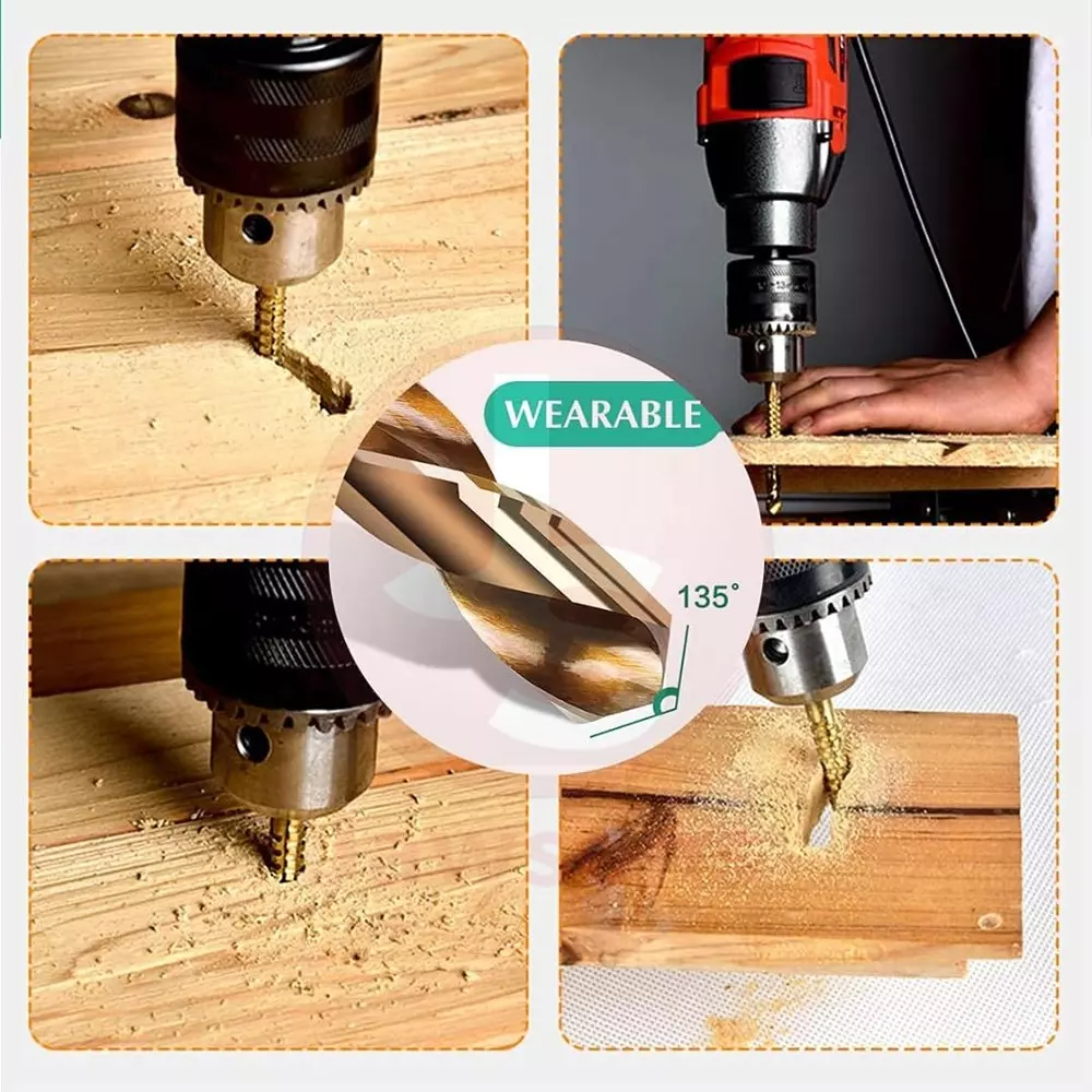 Jawsons High-Speed Flat Routing Drill Set Durable High Speed Steel 3-8 mm with Titanium Plating