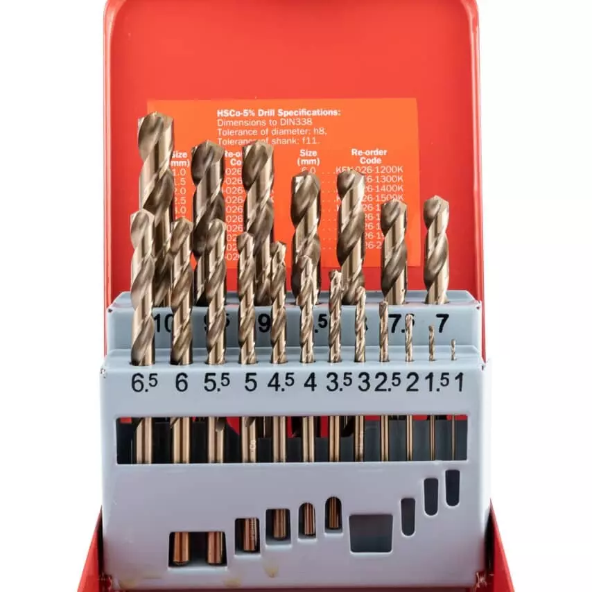 sherwood-hss-cobalt-s-s-drills-1-mm-to-10x05-mm-size-metal-case-bronze-finish-cobalt-high-speed-steel-pack-of-19